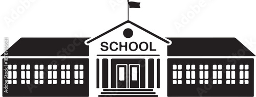 School icon collection. School building isolated on white background. Simple Elementary School Architecture Illustration.