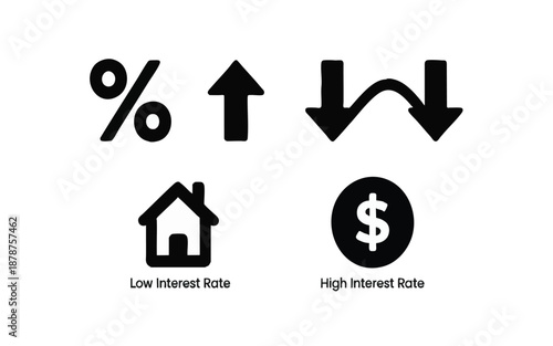 Interest rate and financial loan vector icon set.Print