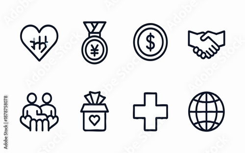 Charity and Social Welfare Line Editable Icon SetPrint