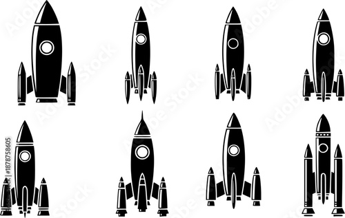 Rocket icons set. Flat Design Icon Template Vector Illustration.
