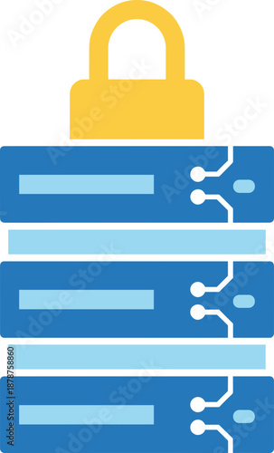 Secure Server Stack Vector Icon with Padlock for Data Protection