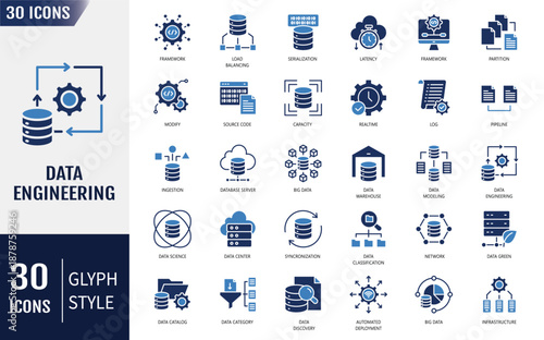 Data Engineering icon set. Vector illustration