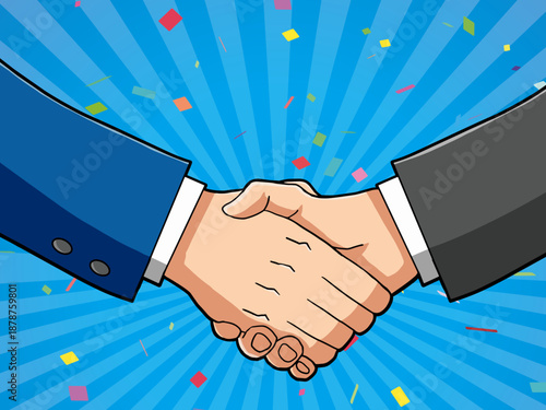 人物, 握手, 人, 男, 男性, 手, ビジネス, シェイク, 取引, 紙吹雪, 