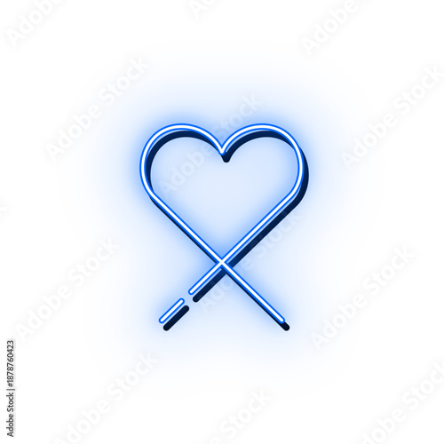 シンプルネオンハートマーク ブルー