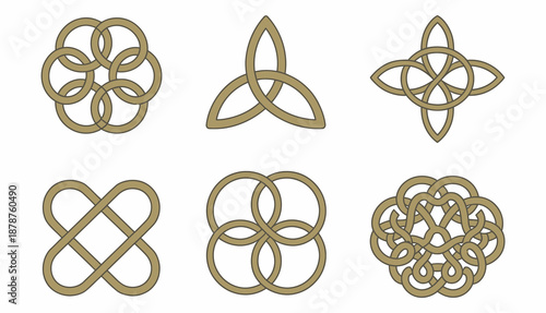 Celtic Knot Vector Set featuring decorative interwoven patterns and symmetrical loop designs
