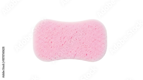 Pink porous sponge isolated PNG, soft bath body wash tool for gentle exfoliation and skincare on transparent background
