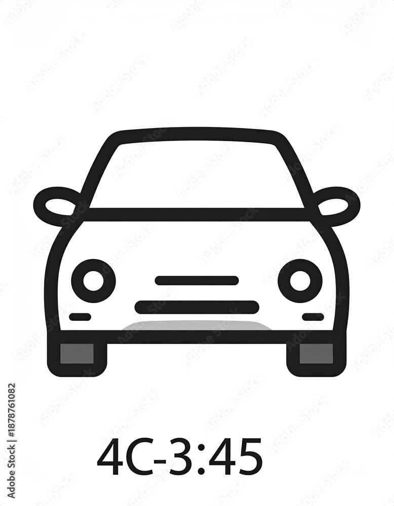 Obraz premium Simple black outline of a car front view