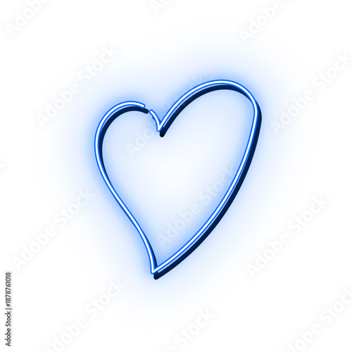 手書きシンプルネオンハートマーク ブルー