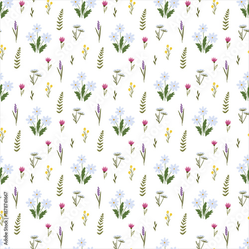 Seamless pattern with flowers. Fashion print. Vector illustration.