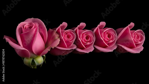 Elegant Pink Roses Arrangement, Floral Display, Studio Setting, Photography, Black Background, Close-Up, Beauty Concept