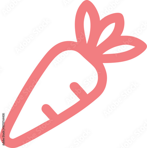 Minimalist pink outline carrot icon, healthy food design element for nutrition apps.