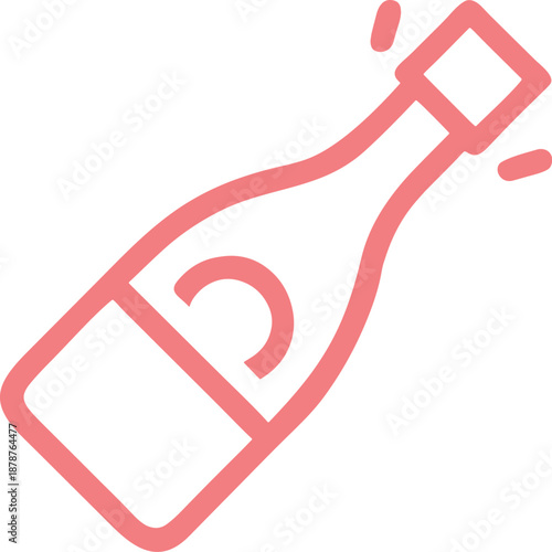 Modern outline champagne bottle popping symbol for party and success concepts.