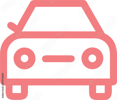 Minimalist pink outline car icon for modern transportation applications.