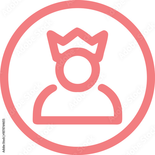 Minimalist pink king user profile icon, representing premium account status.