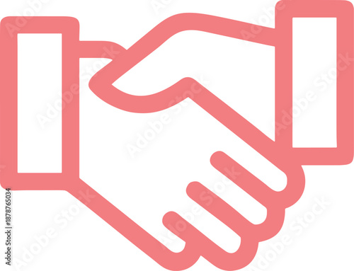 Minimalist pink handshake icon representing business partnership and successful agreement concept.