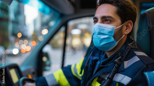 Wallpaper Mural Faceless paramedic in ambulance, emergency medical professional inside vehicle, mobile healthcare worker scene, with copy space Torontodigital.ca