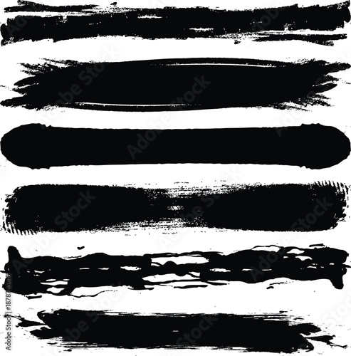 Abstract brush stroke art with black horizontal lines