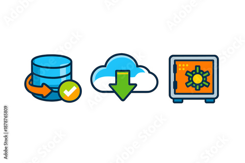 Database, Cloud Download, and Safe Icons