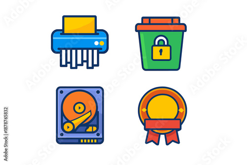 Computer data icons set