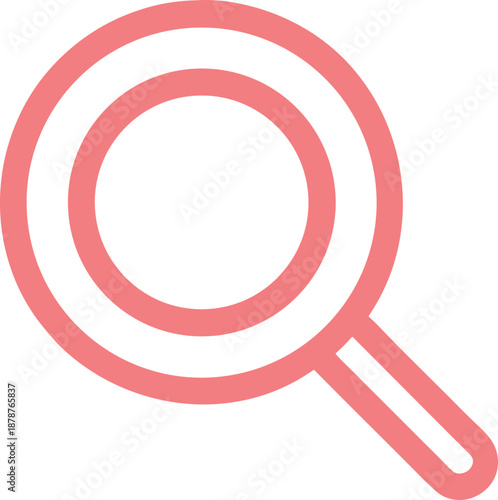 Modern pink outline magnifying glass search icon for digital interface applications.