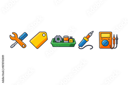 Set of flat icons for repair and electrical work