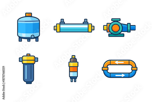 Water system components icons