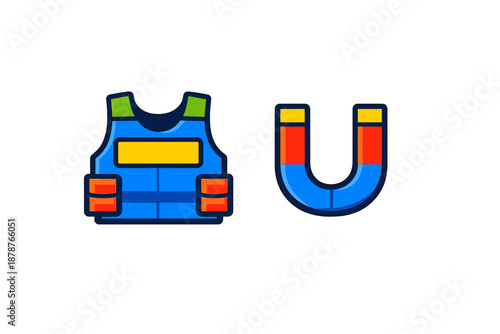 Bulletproof Vest and Magnet Icons