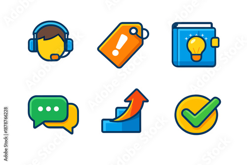 Set of 6 modern icons for business and technology