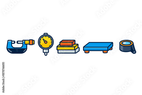 Set of measuring tools and equipment icons