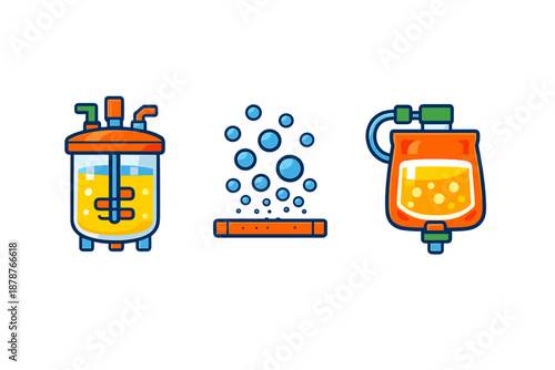 Biotechnology lab equipment icons