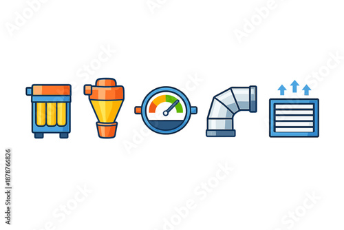 Air filtration and ventilation system icons
