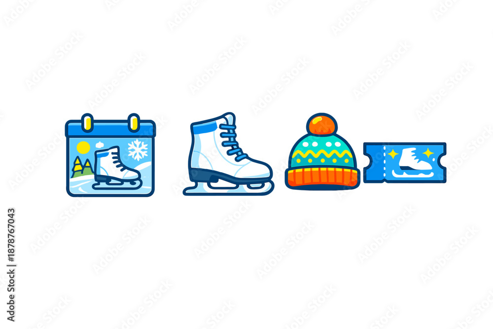 Obraz premium Winter Ice Skating Icons Set