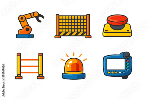 Industrial Icons Set on Dark Background