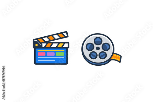 Clapperboard and Film Reel Icons