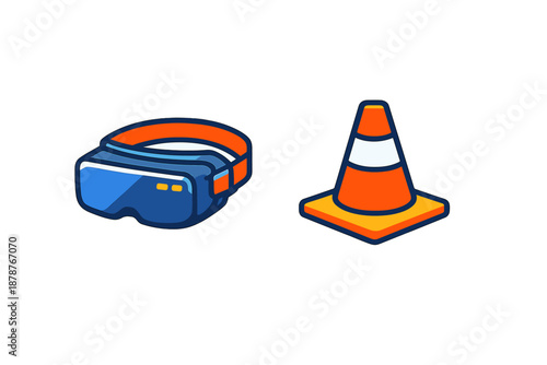 VR headset and traffic cone icons