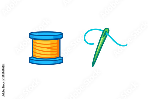Thread Spool and Needle Illustration