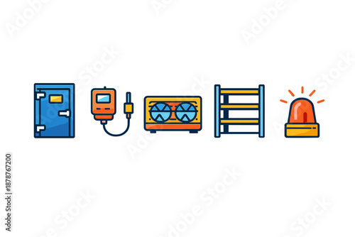 Set of refrigerator icons on a gradient background