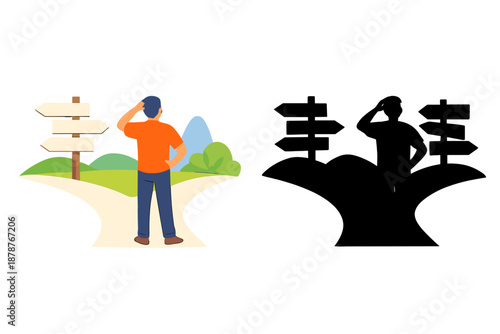 Man at a Crossroads of Decisions