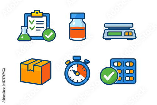 Set of icons for pharmaceutical and logistics services