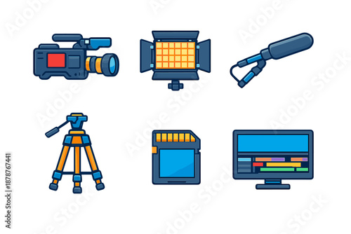 Video production icons set