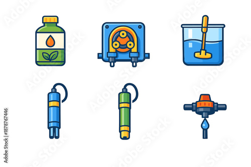 Set of icons for hydroponics and agriculture