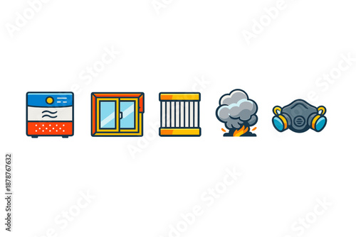 Set of icons representing safety and hazard concepts