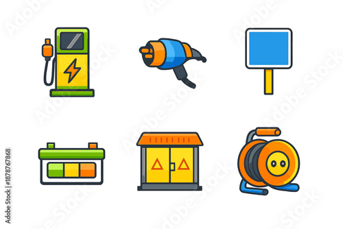 Set of icons related to electricity and power