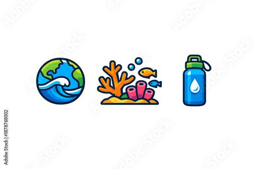 Ocean conservation icons