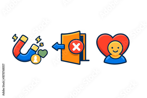Customer acquisition, churn, and retention icons
