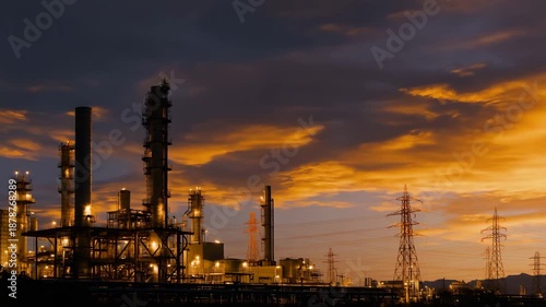 Wallpaper Mural An oil refinery silhouette double-exposed with pipeline networks and pressure maps, illustrating energy production, industrial systems, and resource management. cinematic color correction, natural Torontodigital.ca