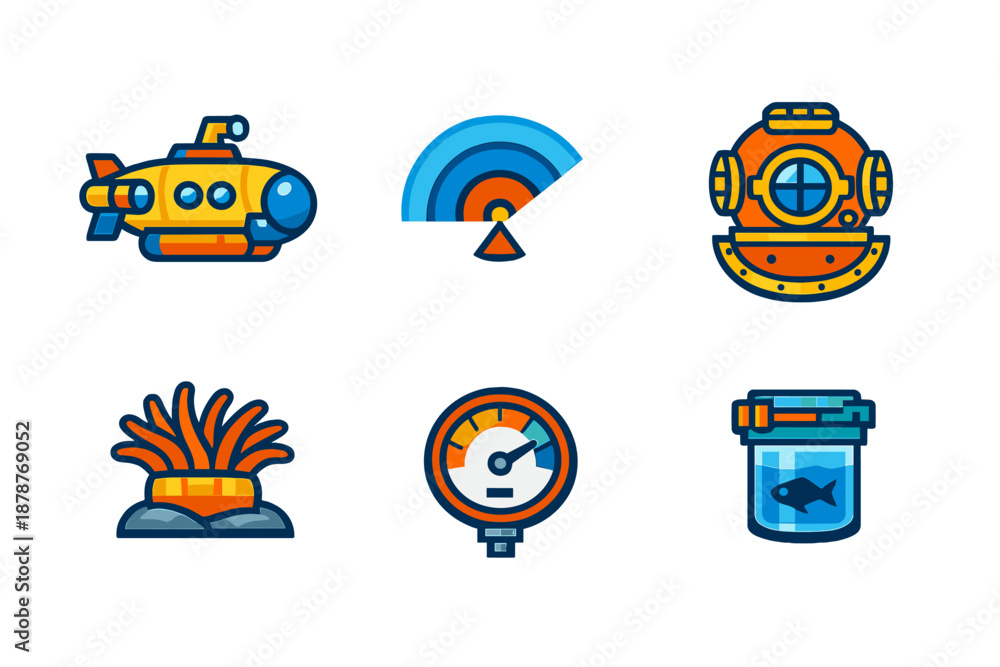 Fototapeta premium Underwater and Ocean Themed Icons