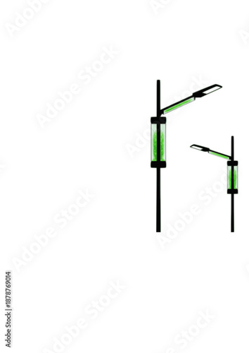 Algae Streetlight Silhouette, Urban Air Filtration and Sustainable City Lighting, Bio-tech Infrastructure and Ecology Concept Vector
