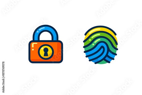 Lock and fingerprint icons symbolizing security and identity