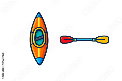 Kayak and paddle icon on a dark background